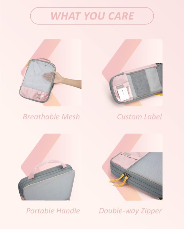 6 Set Compression Packing Cubes - Lightweight Travel Essentials, Durable Luggage Organizer