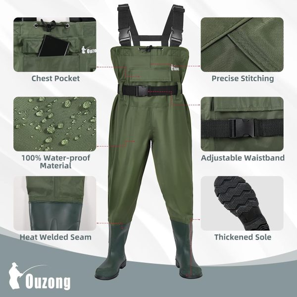 Kids Chest Waders for Toddler Children Waterproof Youth Fishing Waders for Boys Girls Hunting Waders with Insulated Boots