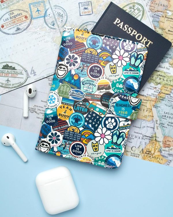 Travel Passport Cover - Anti-Theft Passport Holder Wallet with Interior Card Slots, Magnetic Snap Closure, Newsprint