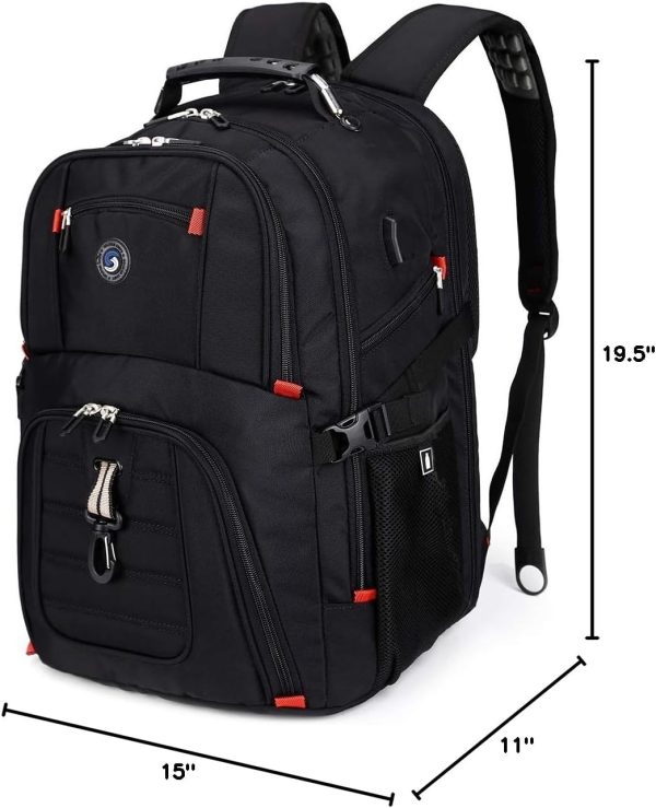 SHRRADOO Extra Large 50L Travel Laptop Backpack with USB Charging Port, College Backpack Airline Approved Business Work Bag Fits 17 Inch Computer for Men Women
