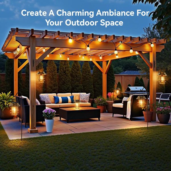 Solar Lanterns Outdoor Waterproof, High Brightness Hanging Solar Lights for Outside with Wall Hooks, Retro Metal Outdoor Lanterns Auto On/Off for Porch, Patio, Yard Decor 2 Pack